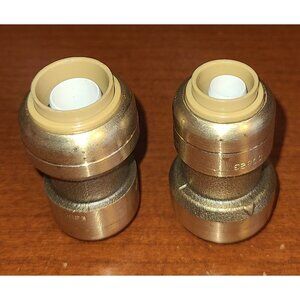 2 Brand New 3/8 in x 1/2 in Push Brass  Reducing Coupling
